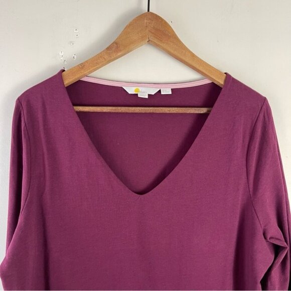 Boden Double Layer V-neck Top in Mulled Wine Purple size 20/22 jersey stretch - Picture 5 of 10